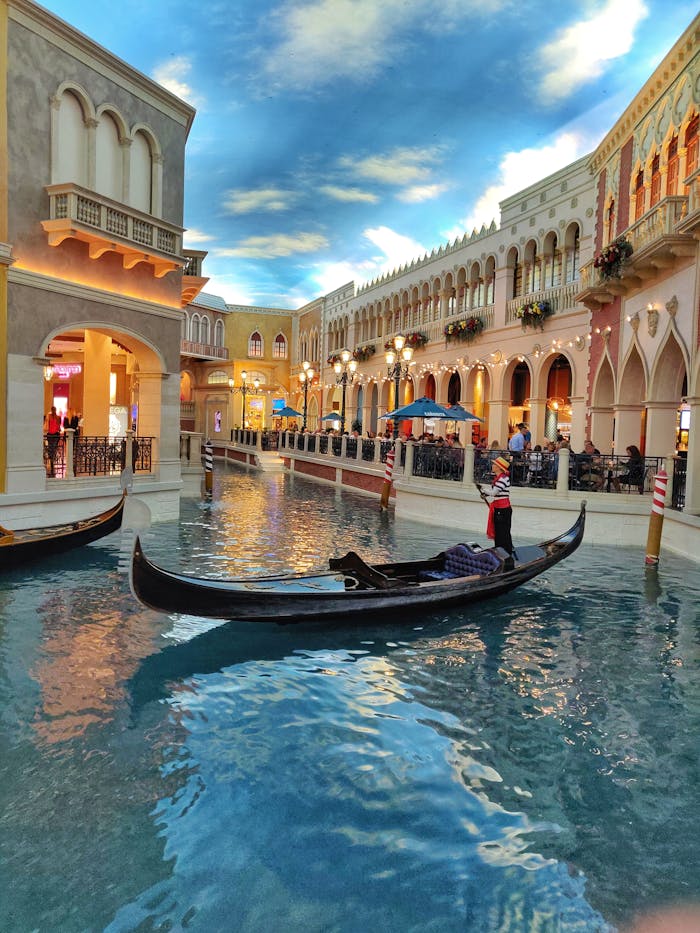 about-hero A scenic gondola ride through the Venetian Resort's indoor canal in Las Vegas, NV.